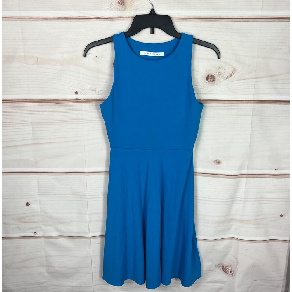 Susana Monaco Dress Womens XS Blue Sleeveless Fit And Flare Tank Round Neck Knit